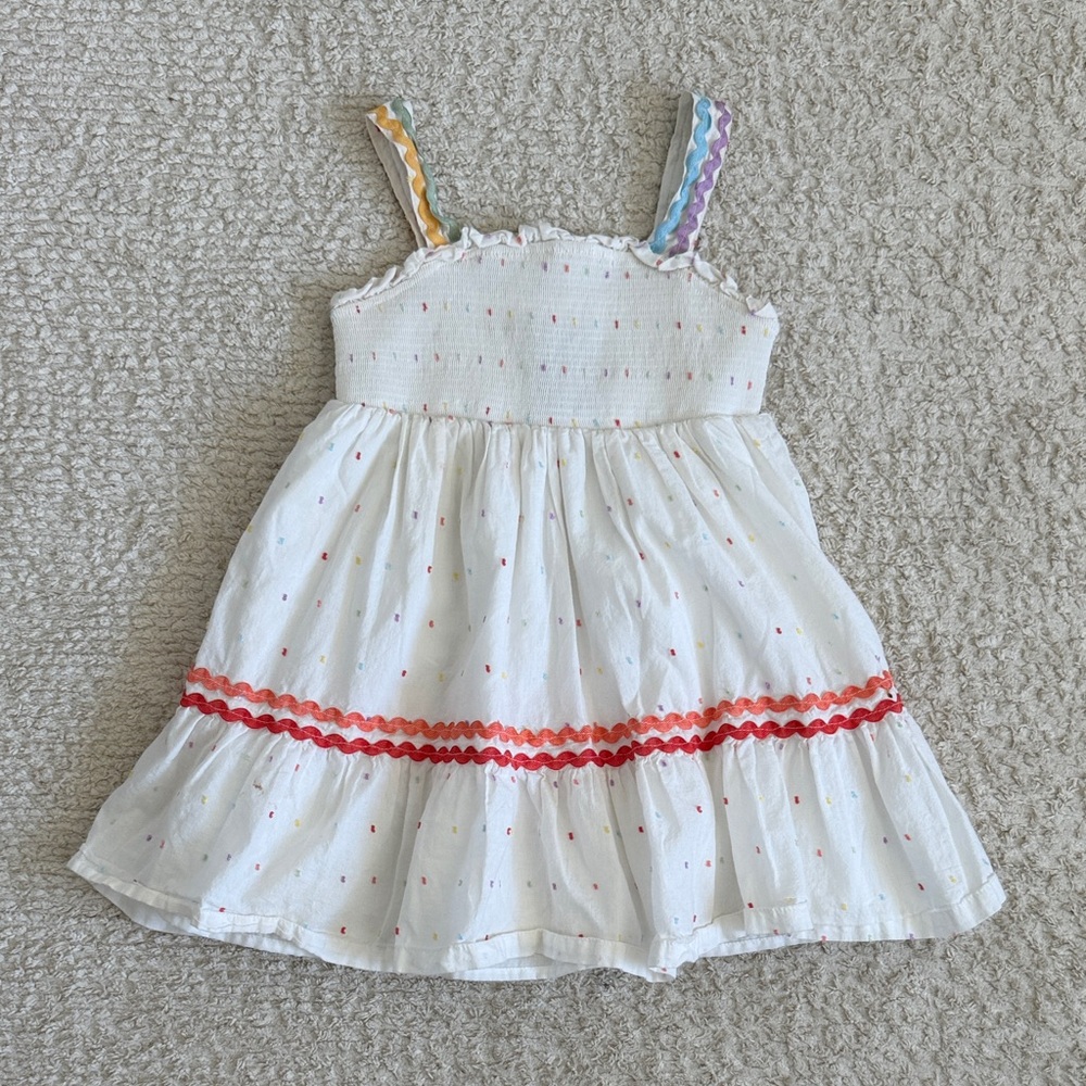 Cynthia Rowley White Sundress with Rainbow Rickrack Straps